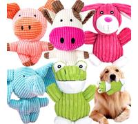 MRSOHRET 5 Pack Squeaky Dog Toys, Tough Stuffed Plush Puppy Tough Chew Toys, Durable Assortment Plush Animal Dog Toys to Keep Them Busy, Puppy Toy for Small Medium Large Dogs