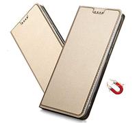 MRSTER Galaxy Note 20 Ultra Case, Premium PU Leather Cover with Hidden Magnetic Adsorption Shockproof Flip Wallet Case for Samsung Galaxy Note 20 Ultra / Note20 Ultra 5G. DT Gold