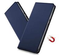MRSTER Galaxy Note 20 Ultra Case, Premium PU Leather Cover with Hidden Magnetic Adsorption Shockproof Flip Wallet Case for Samsung Galaxy Note 20 Ultra / Note20 Ultra 5G. DT Blue