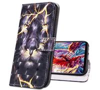 MRSTER Samsung A12 Case Leather, Flip 3D Premium Soft PU Leather Wallet Cover with Stand Magnetic Card Holder Shockproof Protective Case for Samsung Galaxy A12. CY Thunder Lion