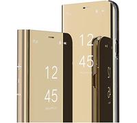 MRSTER Xiaomi Redmi Note 9T 5G Mirror Flip Case Cover, Mirror Smart View Standing 360° Protective Case Cover for Xiaomi Redmi Note 9T 5G. Mirror: Gold