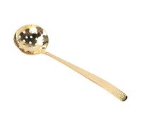MRSTORY Brass Elegant Soup Ladle Durable Bright Gold Color Balanced Weight Multifunction Ladle Spoon Home Kitchen Cooking (Slotted Ladle)