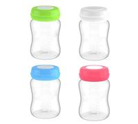 MRSTORY Breastmilk Storage Bottles Wide Neck Leakproof BPA Freezer Safe Milk Collection Bottles for Nursing Mothers 180ml 4PCS Set Blue Pink White Green