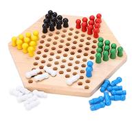 MRSTORY Chinese Checkers Wooden Colorful Chinese Checkers Board Game for Adults Kids Family Cultivate Thinking Skills Parent Child Interaction Safe Eco Friendly Durable Six Sided