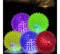 MRSTORY PVC Pet Dog Puppy LED Ball Light Up Flashing Play Toy Chasing Bounce Spiky Ball for Training and Entertainment (6.5cm(1 pcs - random color))