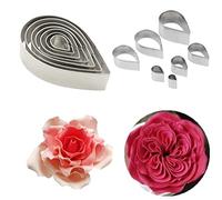 MRSTORY Rose Cutter Stainless Steel Water Drop Shape Fondant Flower Molds Petal Stencils Cake Decoration Tools for Baking