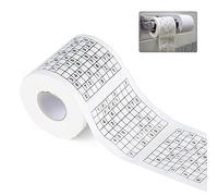 MRSTORY Wood Pulp Material Novelty Sudoku Printed Bath Toilet Paper Funny Number Sudoku Puzzle Game Soft Comfortable White 130g/roll (As Shown)