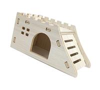 MRSTORY Wooden Hamster House Toy Bite Resistant Hamster Hideout House for Hamster Accessories Log Color Safe Haven for Small Pets Hamster Climbing House Strong (Climbing Ladder Small