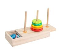 MRSTORY Wooden Tower Puzzle 10 Rings Logic Game Educational for Kids Colorful Blocks (Large Size)