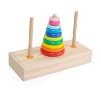 MRSTORY Wooden Tower Puzzle 10 Rings Logic Game Educational for Kids Colorful Blocks (Small Size)
