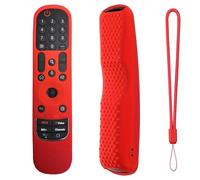 MRSVI Silicone Cover for MR24GA/MR21GA/MR22GN/MR23GA Protective Case Compatible with LG Magic TV C2 C3 G3 OLED Remote Control Slicone Sleeve with Lanyard (Glow Blue) (Red)