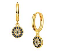MRSXIA Huggie Earrings for Women Gold Hoop Evil Eye Round Circle Coin Dangle Drop Diamond Cubic Zirconia 18K Gold Filled Small Simple Delicate Hypoallergenic Ear Jewelry