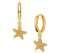 MRSXIA Huggie Earrings for Women Gold Hoop Starfish Dangle Drop 18K Gold Filled Small Simple Delicate Hypoallergenic Ear Jewelry