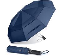 MRTLLOA 54/62 Inch Large Folding Golf Umbrella, Oversize Double Canopy Vented 10 Ribs Windproof Compact Travel Umbrellas for Rain(54 Inch, Navy Blue)