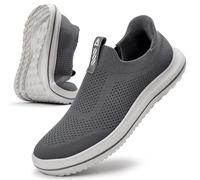 MrToNo Slip On Sneaker Men's Lace Free Sneakers Hand-Free Running Shoes Lightweight Breathable Outdoor Sports Sneakers Leisure Road Running Shoes Dark Grey-SHENHUI 40