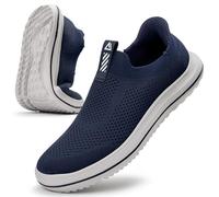 MrToNo Slip On Sneaker Men's Lace Free Sneakers Hand-Free Running Shoes Lightweight Breathable Outdoor Sports Sneakers Leisure Road Running Shoes Dark Blue-SHENLAN 45