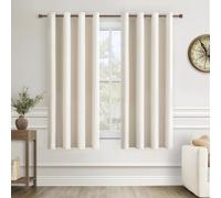 MRTREES Beige Blackout Curtains 66 Inch Drop, Thermal Eyelet Curtains for Bedroom Kitchen Living Room, 2 Panels 117x167 CM 46x66 Inch Light Beige