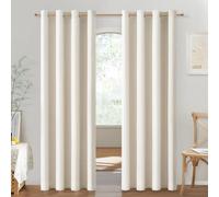 MRTREES Beige Blackout Curtains 90 Inch Drop, Thermal Eyelet Curtains for Bedroom and Living Room, Room Divider Window Treatments, 2 Panels 117x228 CM 46x90 Inch Light Beige