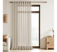 MRTREES Beige Door Net Curtain, Eyelet Design W90 x L90 Inch 1 Panel | 70GSM Semi Sheer Light Airy Fabric, Romantic Elegance, Long Voile Curtain for Door, Bedroom, Living Room, Balcony, 228x228 CM