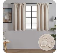 MRTREES Beige Kitchen Curtains, 2 Panels Shower Window Curtain Waterptoof, Blackout Curtains 30x24 Inch 75x60 CM, Beige