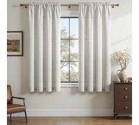 MRTREES Beige Linen Semi Sheer Rod Pocket Curtains, Window Net Voile Curtains for Bedroom Kitchen Living Room, 2 Panels Semi-Transparent Privacy Window Treatments 140x145 CM 55x57 Inch Beige