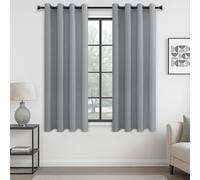MRTREES Blackout Curtains Bedroom 57 Drop 2 Panels Light Grey Eyelet Thermal Curtain for Living Room Soft Texture Window Treatments for Kids 55x57 Inch 140x145 CM