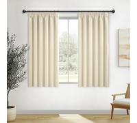 MRTREES Blackout Pencil Pleat Curtains, Thermal Insulated Curtains for Bedroom Living Room Multiple Hanging Methods, 2 Panels 140x175 CM 55x69 Inch Beige
