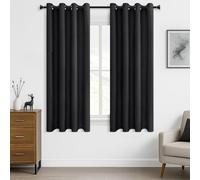 MRTREES Blackout Thermal Curtains, Window Curtains for Bedroom with Eyelet, Soft Fabric, 2 Panels 117x160 CM 46x63 Inch Black