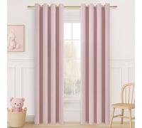 MRTREES Curtains with Eyelets, Opaque, Light Pink, Set of 2 for Children's Room, Girls, Opaque Curtains for Bedroom, 225 cm Long, 140 cm Wide, Blackout Curtain, Window, Living Room, Modern