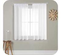 MRTREES Elegant Modern Curtains for Living Room, White, 2 Pieces, Transparent Organza with Hidden Loops, 140 x 175 cm