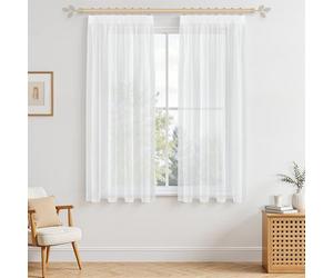 MRTREES Elegant Modern Curtains for Living Room, White, 2 Pieces, Transparent Organza with Hidden Loops, 140 x 175 cm