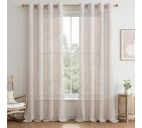 MRTREES Extra Long Curtains for Living Room, Linen and Curtains, Set of 2, 260 cm Long, 140 cm Wide, Curtain Country House Style, Linen Look, Stores, Curtains with Eyes, Translucent