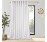 MRTREES Extra Wide Curtains Eyelets Linen Living Room Modern 1 Piece 245 cm Long 300 cm Wide Eyelet Curtain Semi-Transparent White Net Curtains Linen Look Translucent for Large Windows