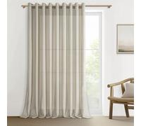 MRTREES Extra Wide Curtains with Eyelets, Linen Look, Semi-Transparent for Large Windows, Living Room, Bedroom, Modern, 1 Piece, Curtain Curtain, Linen Beige, 240 cm Long, 300 cm Wide