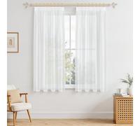 MRTREES Faux Linen White Voile Curtain for Living Room 63 Drop 2 Panels Sheer Pencil Pleat Curtains for Bedroom Windows Patio Door Kitchen 55x63 Drop 140cm x 160cm