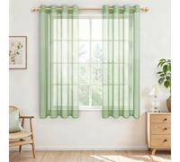 MRTREES Green Sheer Eyelet Curtains 66 Inch Drop, Voile Net Windows Curtains for Bedroom and Living Room, 2 Panels 117x167 CM 46x66 Inch Green