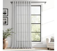 MRTREES Grey Door Net Curtain, Eyelet Design W90 x L90 Inch 1 Panel | 70GSM Semi Sheer Light Airy Fabric, Romantic Elegance, Long Voile Curtain for Door, Bedroom, Living Room, Balcony, 228x228 CM