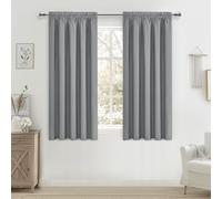MRTREES Grey Pencil Pleat Curtains, Blackout Thermal Curtains for Bedroom and Kitchen Window Multiple Hanging Methods, 2 Panels 140x145 CM 55x57 Inch Light Grey