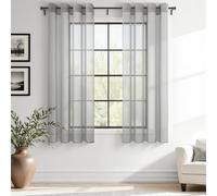 MRTREES Grey Voile Bedroom Curtains, Eyelet Design 2 Panels W55 x L54 Inch | 70GSM Semi Sheer and Light Airy Fabric, Short Net Curtains for Bedroom, Study, Cafe, Bay Window, Cupboard, 140x137 CM