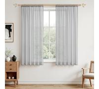 MRTREES Grey Voile Net Curtains with Rod Pocket, W46 x L66 Inch 2 Panels | 70GSM Semi Sheer and Light Airy Fabric, Short Voile Curtains for Bedroom, Study, Living Room, Bay Window, 117x167 CM