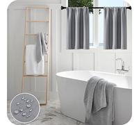 MRTREES Grey Waterproof Curtains for Bathroom Window, 2 Panels Small Kitchen Window Curtains 30 Inch Drop, Blackout Curtains 30x30 Inch 75x75 CM, Grey