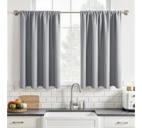 MRTREES Kitchen Curtains for Windows 79 Inch Drop, 2 Panels Blackout Waterproof Curtains with Rod Pocket for Bathroom and Bay Window, Measuring 70 CM Wide by 200 CM Long, 28x79 Inch Light Grey
