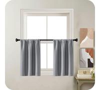 MRTREES Kitchen Waterproof Windows Curtains with Rod Pocket, Short Grey Blackout Curtains for Caravan and Cafe, 2 Panels 60x75 CM 24x30 Inch Light Grey