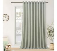 MRTREES Linen Curtain with Eyelets, Semi-Transparent Sage Green for Large Windows, Living Room, Bedroom, Children's Room, 225 cm Long, 200 cm Wide, Linen Look Curtains, Pack of 1