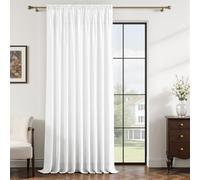 MRTREES Linen Door Net Curtain Rod Pocket, 1 Panel W90 x L90 Inch White | Linen Look Semi-Transparent Voile Curtain, Light Filtering, Suitable for Patio Door, Bedroom, Study, Living Room, 228x228 CM
