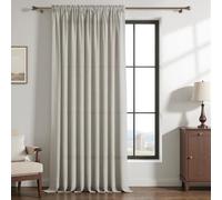 MRTREES Linen Look Door Net Curtain with Rod Pocket, 1 Panel W90 x L90 Inch | Linen Semi-Transparent Voile Curtain, Light Filtering, Suitable for Patio Door, Bedroom, Study, Living Room, 228x228 CM