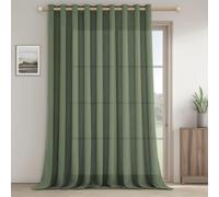 MRTREES Linen Look Sheer Eyelet Curtain, 1 Panel Olive Green W90xL90 Inch | Linen Look Light Filtering Modern Curtains for Bedroom and Living Room, Semi-Transparent Window Treatments, 228x228 CM