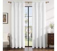 MRTREES Linen Look Voile Rod Pocket Curtains, 2 Panels W66 x L90 Inch White | Linen Look Semi-Transparent Voile Curtains, Light Filtering, Suitable for Bedroom, Living Room, Study, Patio Door, 167x228 CM