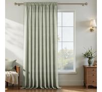 MRTREES Linen Voile Rod Pocket Curtain, 1 Panel W90 x L90 Inch Sage Green | Linen Look Semi-Transparent Net Curtain, Light Filtering, Suitable for Patio Door, Bedroom, Study, Living Room, 228x228 CM