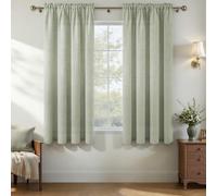 MRTREES Linen Voile Rod Pocket Curtains, 2 Panels W46 x L66 Inch Sage Green | Linen Look Semi-Transparent Sheer Curtains, Light Filtering, Suitable for Bedroom, Study, Kitchen, Living Room, 117x167 CM